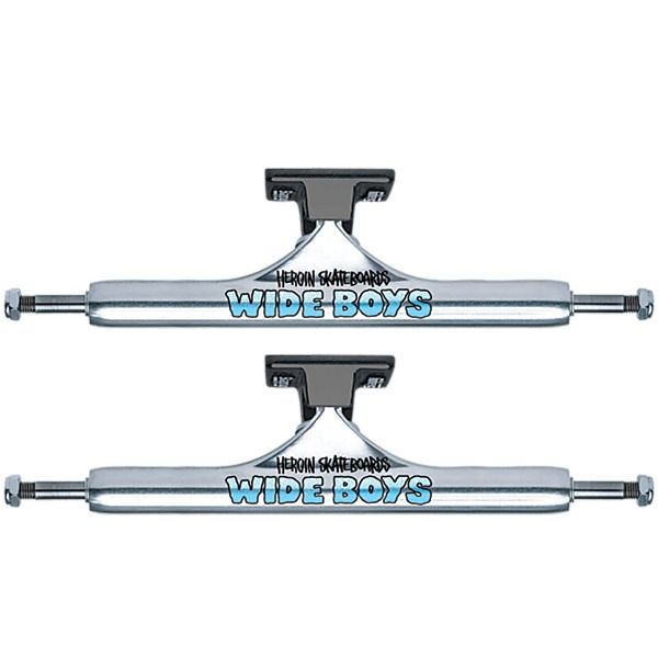 Slappy Truck Company ST1 Classic Hollow Heroin Wide Boy Polished / Black Skateboard Trucks - 8.2" Hanger 11.0" Axle (Set of 2)