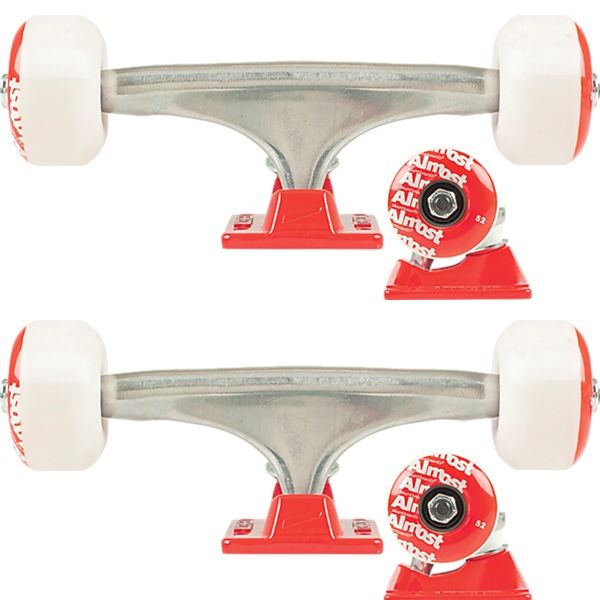 Tensor Trucks Almost Polished / Polished with 52mm Repeat Wheels Skateboard Assembled Truck Kits - 5.25" Hanger 8.0" Axle (Set of 2)