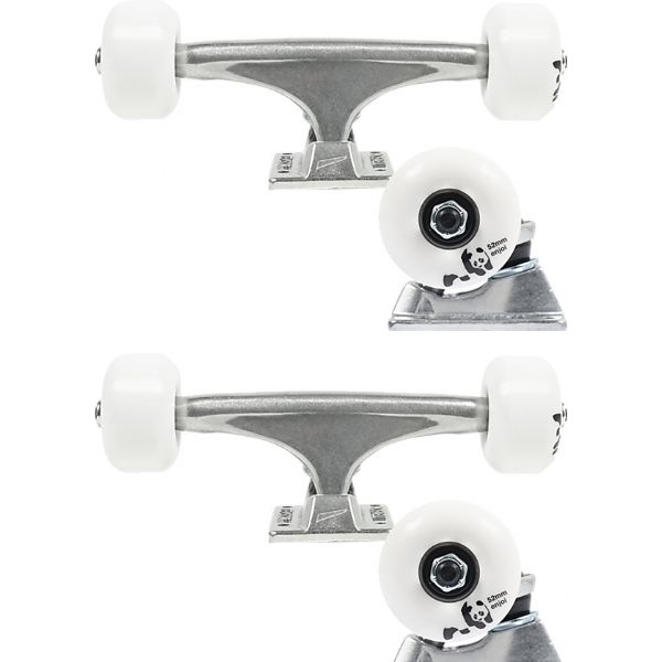 Tensor Trucks Polished / Polished with 52mm Panda Wheels - 5.25" Hanger 8.0" Axle (Set of 2)