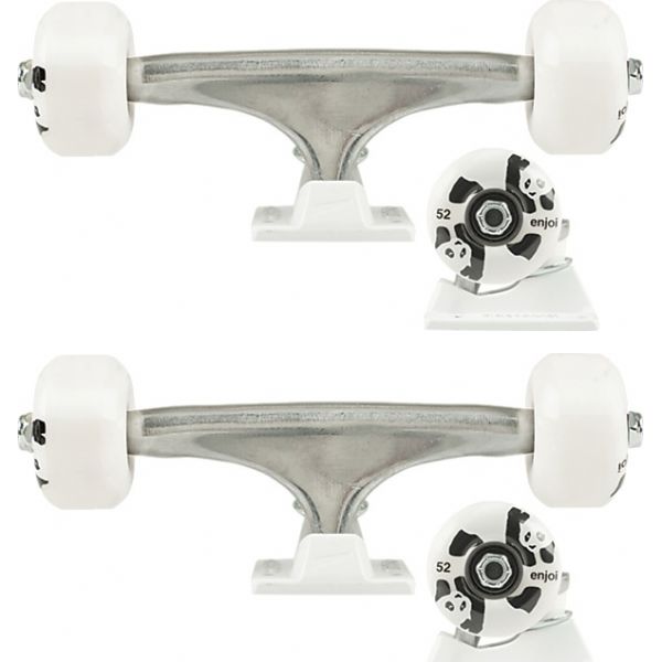 Tensor Trucks Enjoi Polished / White with 52mm Double Panda Wheels Skateboard Assembled Truck Kits - 5.25" Hanger 8.0" Axle (Set of 2)