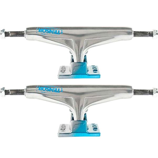 Tensor Trucks Aluminum Stencil Mirror / Light Blue Fade Skateboard Trucks - 5.5" Hanger 8.25" Axle (Set of 2)
