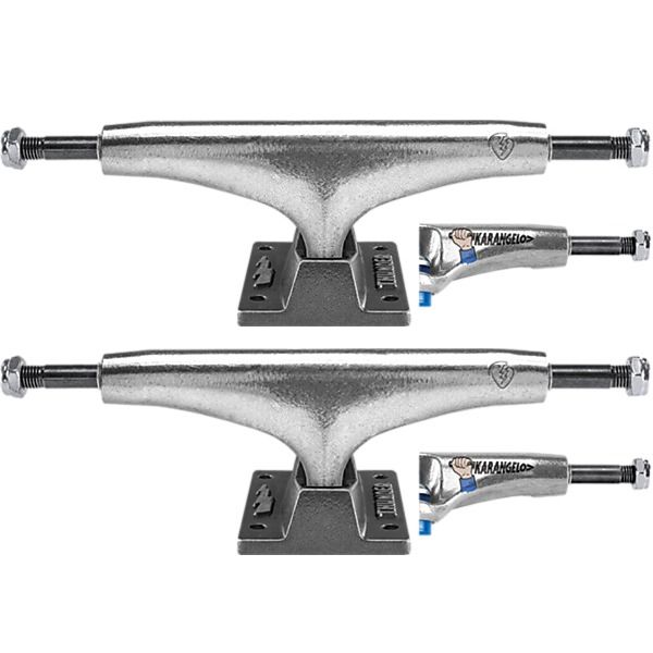 Thunder Trucks Tom Karangelov 148mm Stamped Polished / Gunmetal Skateboard Trucks - 5.5" Hanger 8.25" Axle (Set of 2)