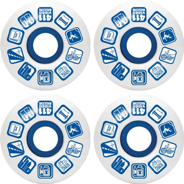 411 Video Magazine Filmer White Skateboard Wheels - 58mm 80a (Set of 4)