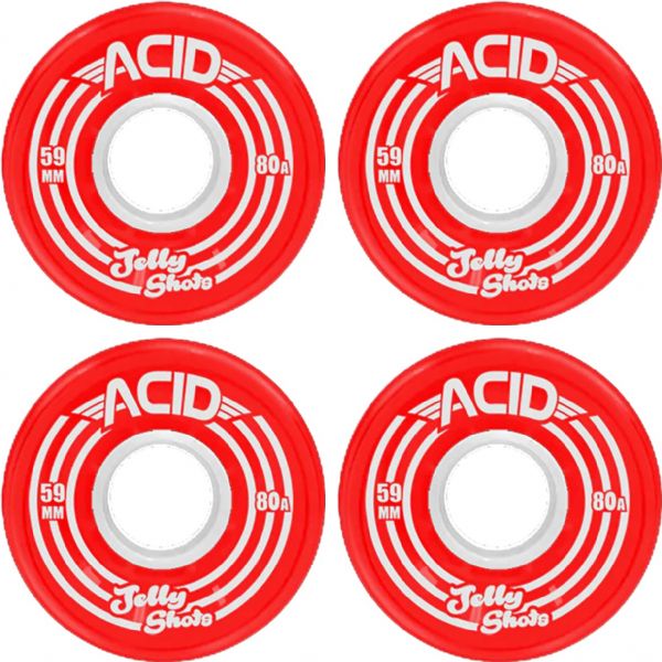 Acid Chemical Wheels Jelly Shots Red Skateboard Wheels - 59mm 80a (Set of 4)