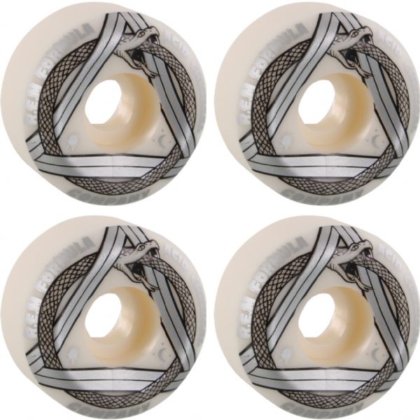 Acid Chemical Wheels REM Serpent Sidecut White / Silver Skateboard Wheels - 55mm 99a (Set of 4)