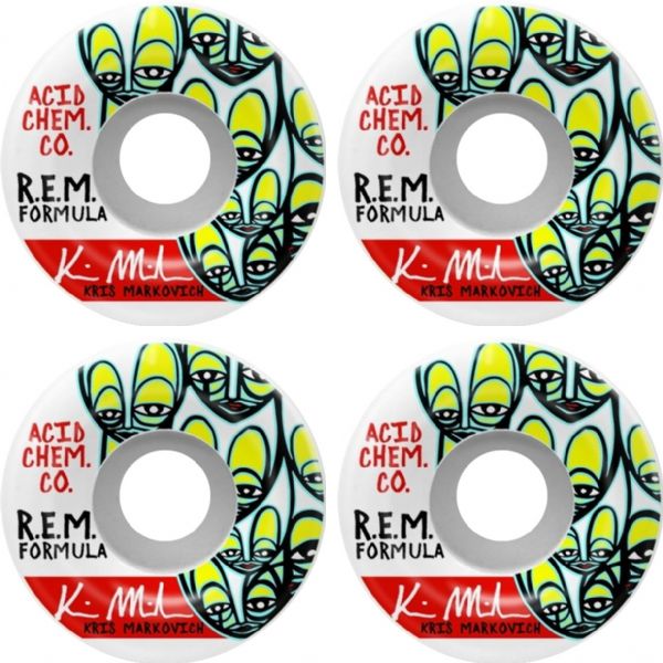 Acid Chemical Wheels Kris Markovich REM Limited Edition White Skateboard Wheels - 53mm 101a (Set of 4)