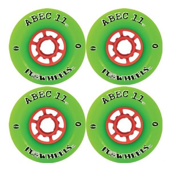 ABEC 11 Flywheels Green Longboard Skateboard Wheels - 97mm 75a (Set of 4)