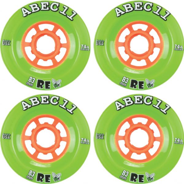 ABEC 11 Flywheels Refly Lime / Orange Skateboard Wheels - 83mm 74a (Set of 4)