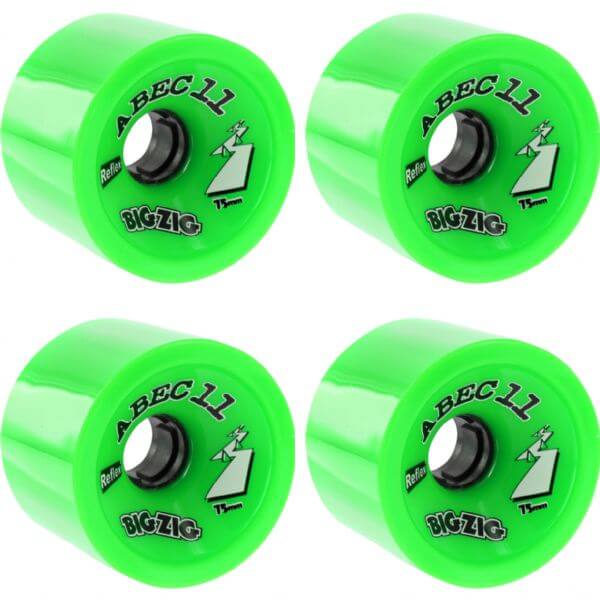 ABEC 11 Bigzigs HD Lime Skateboard Wheels - 75mm 80a (Set of 4)