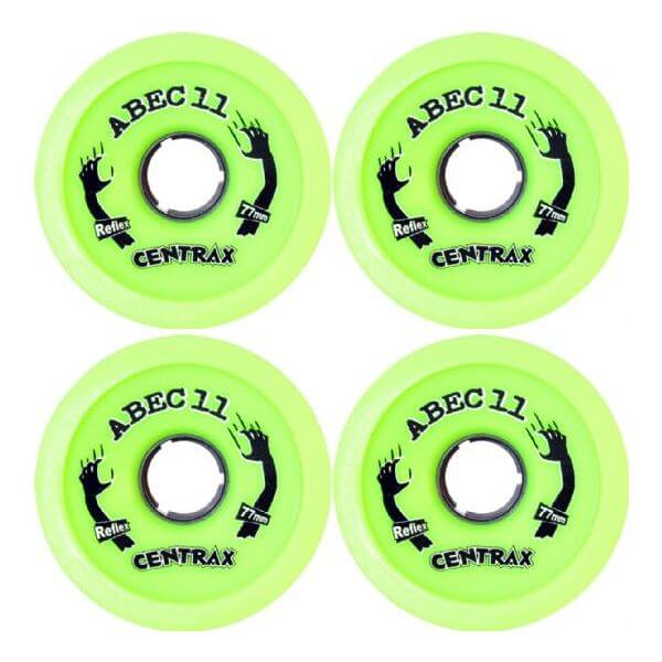 ABEC 11 Centrax Lime / Black Skateboard Wheels - 77mm 80a (Set of 4)