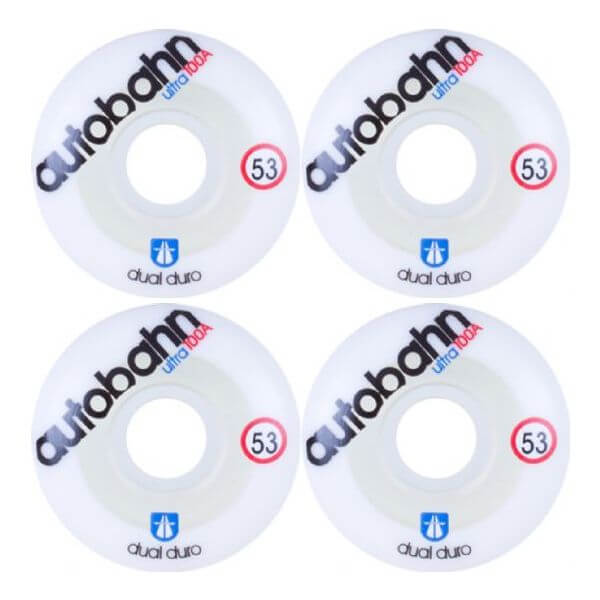Autobahn Wheel Company Dual Durometer Ultra White / Clear Skateboard