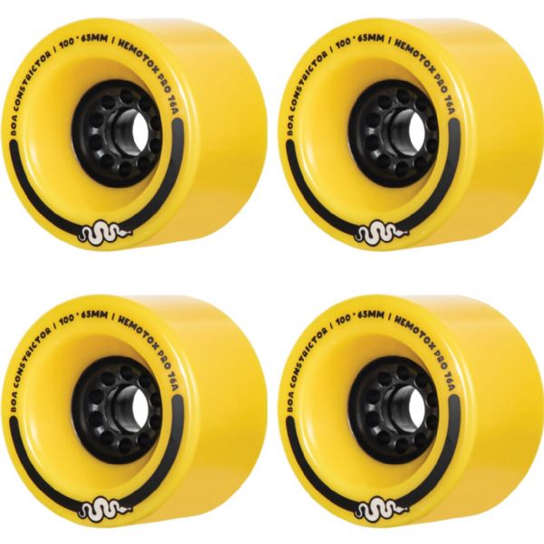 Boa Wheels Constrictor Race Yellow Skateboard Wheels - 100mm 76a (Set of 4)