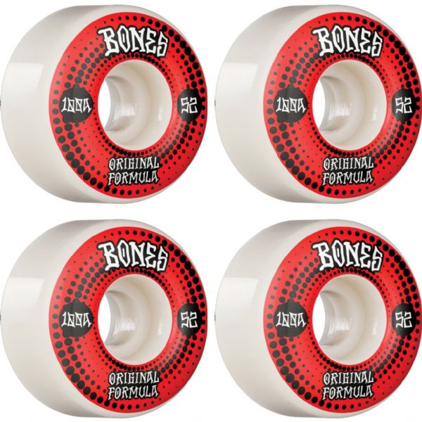 Bones Wheels 100's OG V4 Originals White Skateboard Wheels - 52mm 100a (Set of 4)