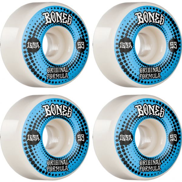 Bones Wheels 100's OG V4 Originals White Skateboard Wheels - 53mm 100a (Set of 4)