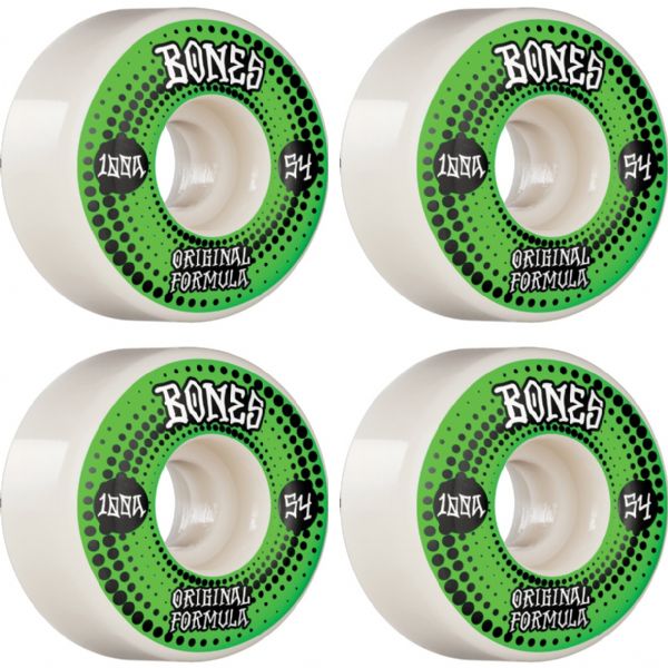 Bones Wheels 100's OG V4 Originals White Skateboard Wheels - 54mm 100a (Set of 4)