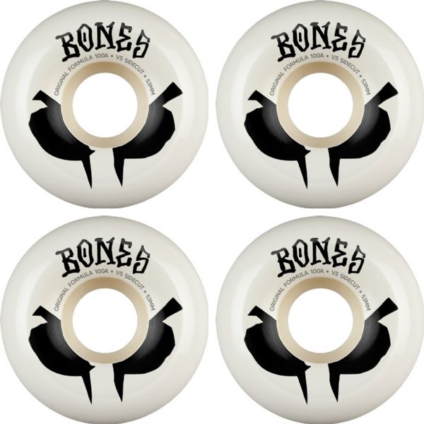 Bones Wheels 100's OG V5 Sidecut Blot White / Black Skateboard Wheels - 53mm 100a (Set of 4) Bones Wheels 100's OG V5 Sidecut Blot White / Black Skateboard Wheels - 53mm 100a (Set of 4)