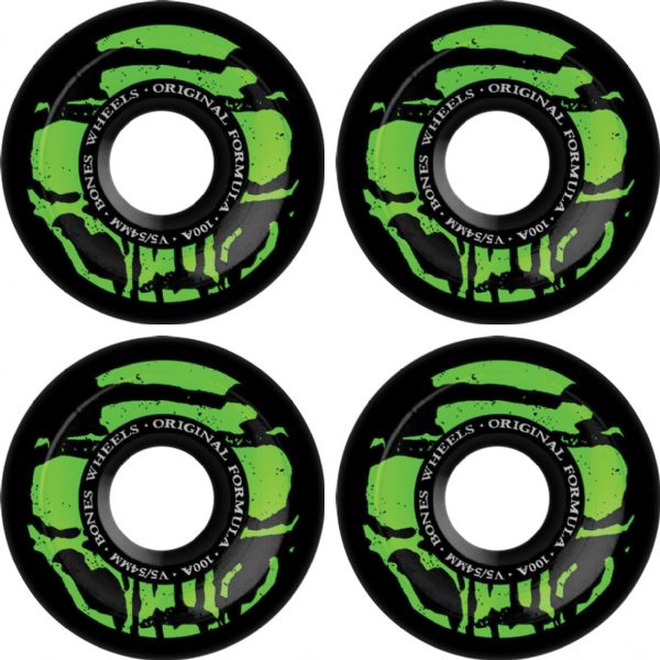 Bones Wheels 100's OG V5 Mummy Skulls Black Skateboard Wheels - 54mm 100a (Set of 4)