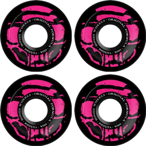 Bones Wheels 100's OG V5 Mummy Skulls Black Skateboard Wheels - 55mm 100a (Set of 4)