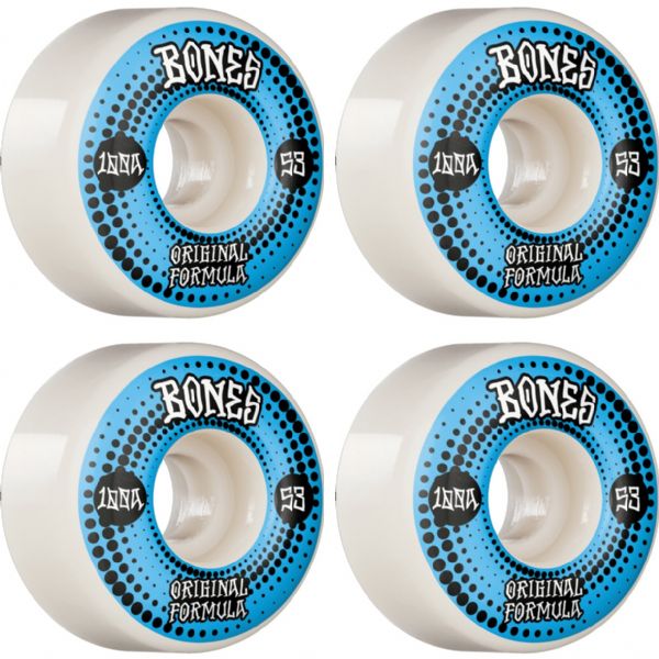 Bones Wheels 100's OG V5 Originals White Skateboard Wheels - 53mm 100a (Set of 4)