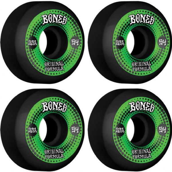 Bones Wheels 100's OG V5 Originals Black Skateboard Wheels - 54mm 100a (Set of 4)