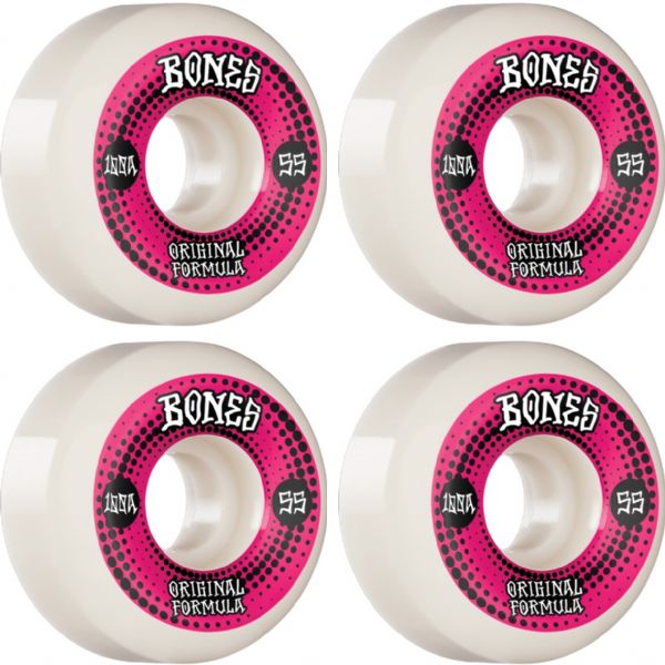 Bones Wheels 100's OG V5 Originals White Skateboard Wheels - 55mm 100a (Set of 4)