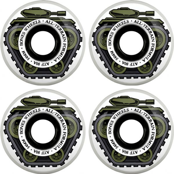 Bones Wheels ATF All Tank White Skateboard Wheels - 54mm 80a (Set of 4)