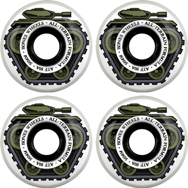 Bones Wheels ATF All Tank White Skateboard Wheels - 56mm 80a (Set of 4)