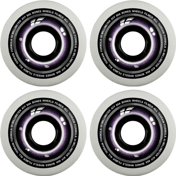 Bones Wheels ATF Filmers White Skateboard Wheels - 60mm 80a (Set of 4)