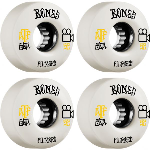 Bones Wheels ATF Filmers White Skateboard Wheels - 52mm 80a (Set of 4)