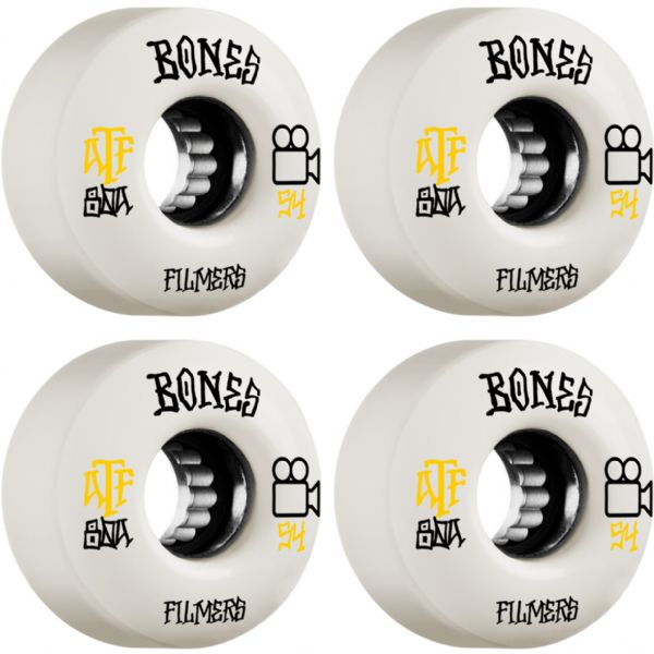 Bones Wheels ATF Filmers White Skateboard Wheels - 54mm 80a (Set of 4)