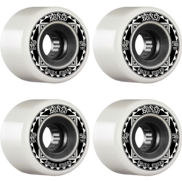 Bones Wheels ATF Rough Rider Runners White / Black Skateboard Wheels - 56mm 80a (Set of 4)