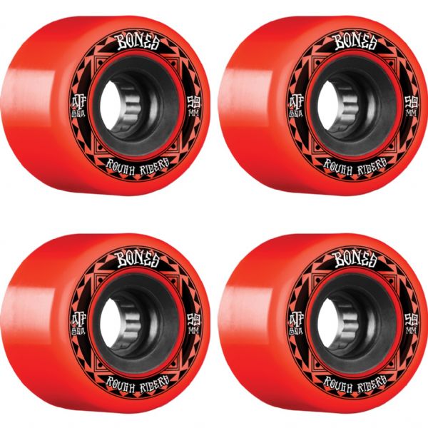 Bones Wheels ATF Rough Rider Runners Red / Black Skateboard Wheels - 59mm 80a (Set of 4)