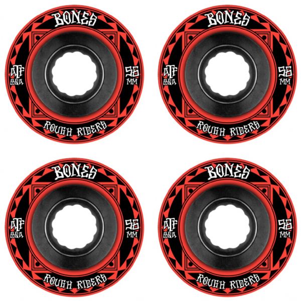 Bones Wheels ATF Rough Rider Skull Bones Red Skateboard Wheels - 56mm 80a (Set of 4) Bones Wheels ATF Rough Rider Skull Bones Red Skateboard Wheels - 56mm 80a (Set of 4)