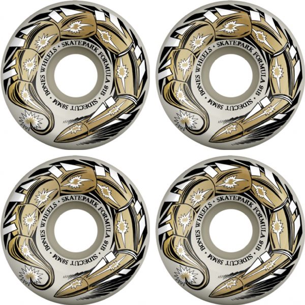 Bones Wheels SPF P5 Scorpeedo White / Gold Skateboard Wheels - 58mm 81b (Set of 4)
