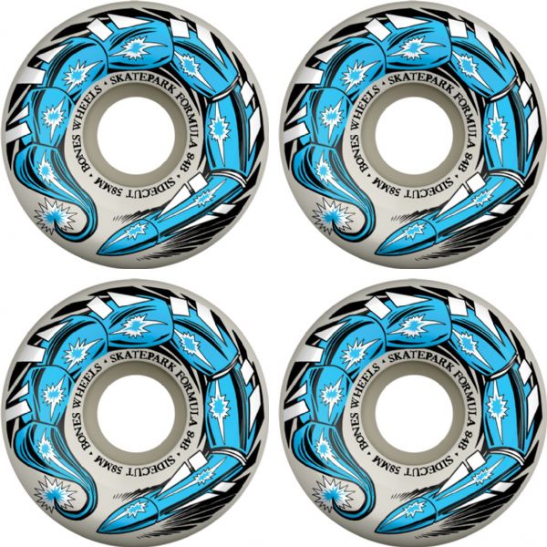 Bones Wheels SPF P5 Scorpeedo White / Blue Skateboard Wheels - 58mm 84b (Set of 4)