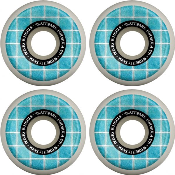 Bones Wheels SPF V6 Pool And The Gang White / Blue Skateboard Wheels - 54mm 81b (Set of 4)