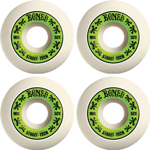 Bones Wheels STF V1 Annuals White / Green Skateboard Wheels - 52mm 99a (Set of 4) Bones Wheels STF V1 Annuals White / Green Skateboard Wheels - 52mm 99a (Set of 4)