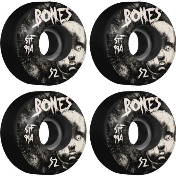 Bones Wheels STF V1 Dollhouse Black Skateboard Wheels - 52mm 99a (Set of 4)