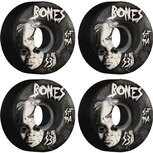 Bones Wheels STF V1 Dollhouse Black Skateboard Wheels - 53mm 99a (Set of 4)