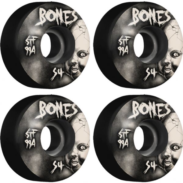 Bones Wheels STF V1 Dollhouse Black Skateboard Wheels - 54mm 99a (Set of 4)