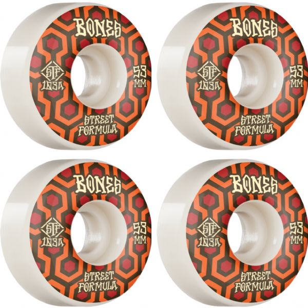 Bones Wheels STF V1 Retros White / Red Skateboard Wheels - 53mm 103a (Set of 4)