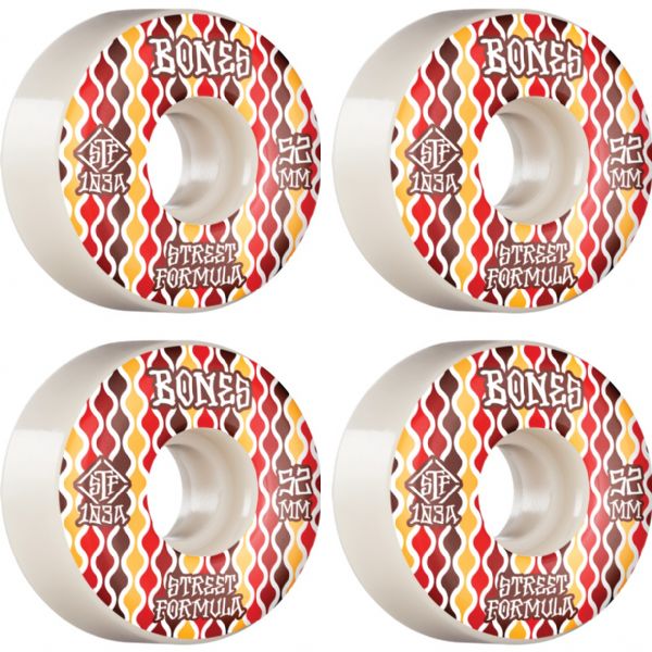 Bones Wheels STF V2 Retros White / Red Skateboard Wheels - 52mm 103a (Set of 4)
