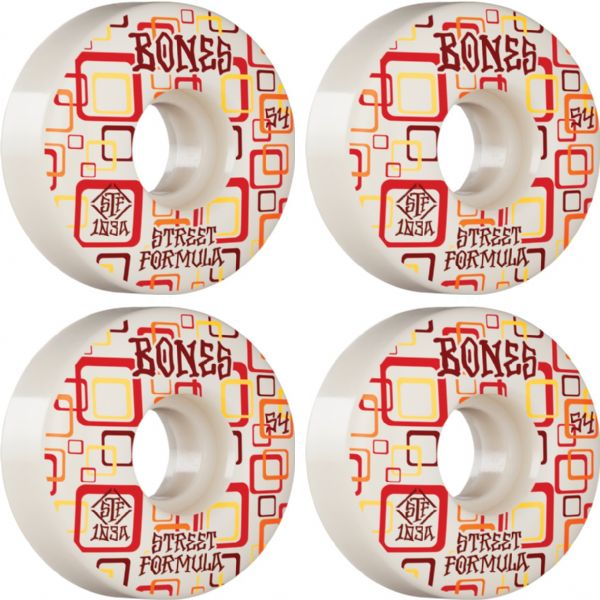 Bones Wheels STF V3 Retros White Skateboard Wheels - 54mm 103a (Set of 4)