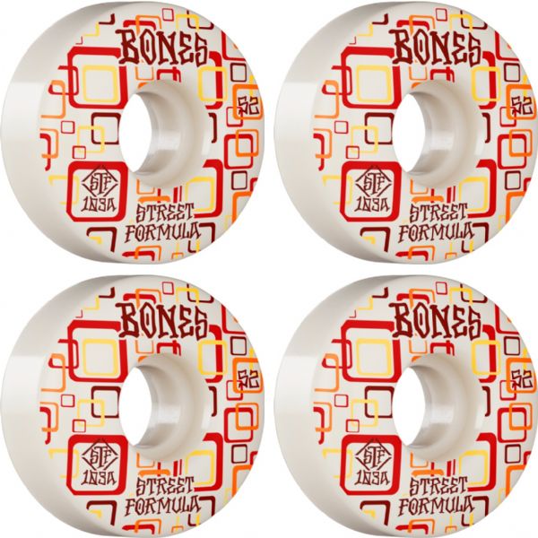 Bones Wheels STF V3 Retros White Skateboard Wheels - 52mm 103a (Set of 4)