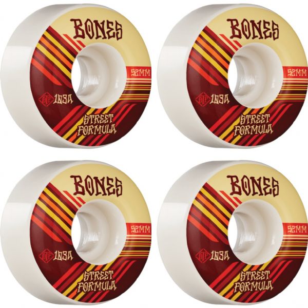 Bones Wheels STF V4 Retros White Skateboard Wheels - 52mm 103a (Set of 4)