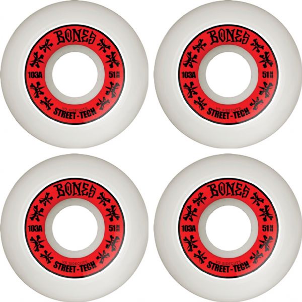 Bones Wheels STF V5 Sidecut Annuals White / Red Skateboard Wheels - 51mm 103a (Set of 4) Bones Wheels STF V5 Sidecut Annuals White / Red Skateboard Wheels - 51mm 103a (Set of 4)
