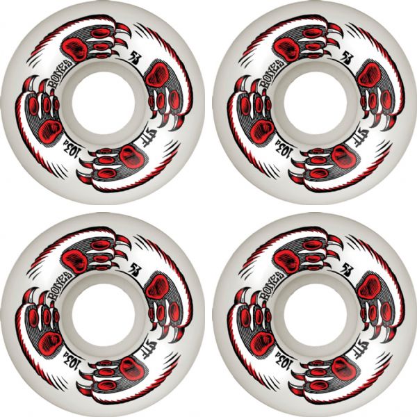 Bones Wheels Kitty Twister White Skateboard Wheels - 53mm 103a (Set of 4)