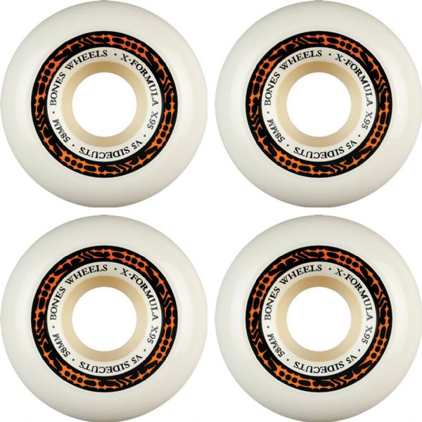 Bones Wheels XF X95 V5 Sidecut Tribal White / Orange Skateboard Wheels - 58mm 95a (Set of 4) Bones Wheels XF X95 V5 Sidecut Tribal White / Orange Skateboard Wheels - 58mm 95a (Set of 4)