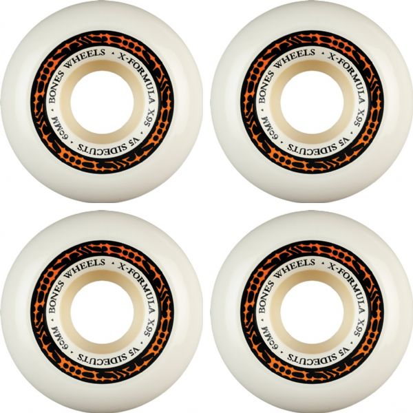 Bones Wheels XF X95 V5 Sidecut Tribal White / Orange Skateboard Wheels - 50mm 95a (Set of 4)