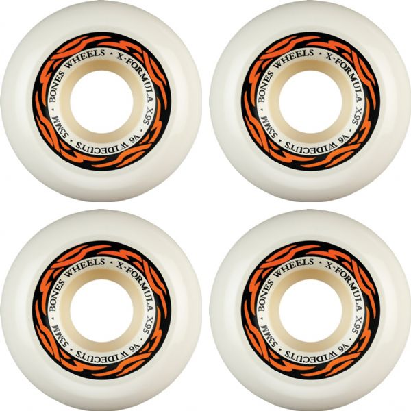 Bones Wheels XF X95 V6 Widecut Tribal White / Orange Skateboard Wheels - 53mm 95a (Set of 4) Bones Wheels XF X95 V6 Widecut Tribal White / Orange Skateboard Wheels - 53mm 95a (Set of 4)